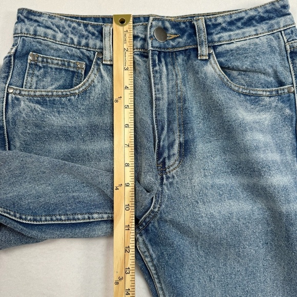 Nasty Gal Rolled Cuff Straight Leg Jeans Womens Size 6 High Rise Medium Wash - Picture 11 of 16